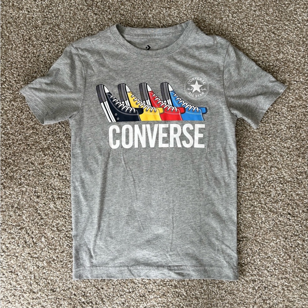 Converse Gray Tee with Colorful Sneakers